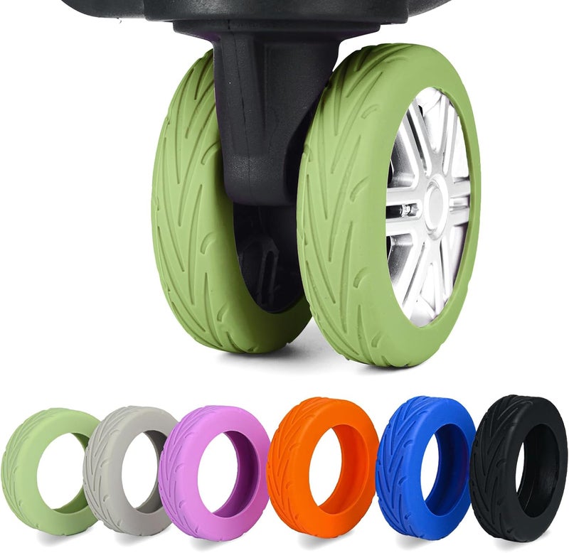 KOVNGE Upgrade Luggage Wheel Covers, 8pcs Suitcases Wheel Protector,Wear-Resistant, Anti-Noise, Silicone Protectors For 2-2.4"Luggage Spinner,Accessories for Travel(Green) - Image 1